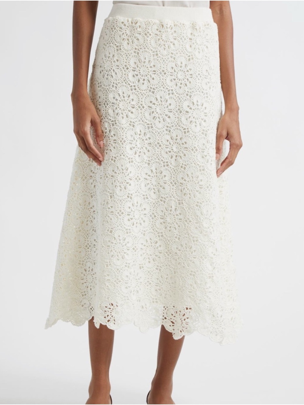 FARM Rio Cream Crochet Midi Skirt - Picture 2 of 5